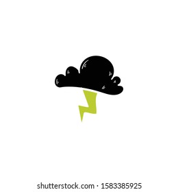 thunder cloud doodle icon vectort hand drawing 