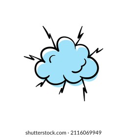 Dünne Wolkengrafik im linearen Stil. Skizze im Doodle-Stil.