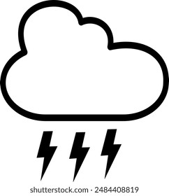 Thunder cloud icon. Cloudy thunderstorm weather icon. Replaceable vector design.	