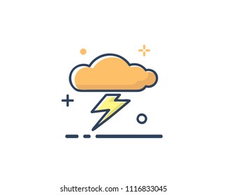 thunder cloud icon design illustration,line filled style design, designed for web and app