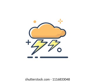 thunder cloud icon design illustration,line filled style design, designed for web and app