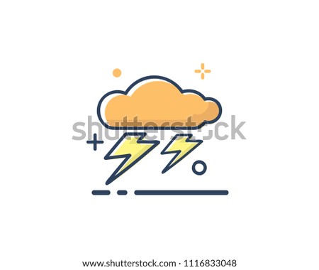 thunder cloud icon design illustration,line filled style design, designed for web and app
