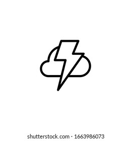thunder and cloud icon with line style - simple and flat icon, good for user interface, app