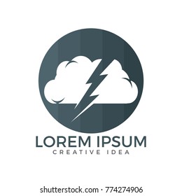 Thunder and cloud logo design. Cloud and Lightning logo design.