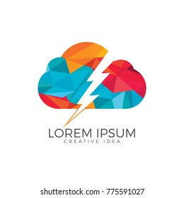 Thunder and cloud logo design. Cloud and Lightning logo design.