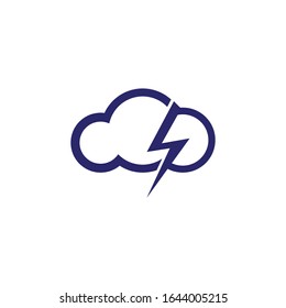 Thunder Cloud Logo Design, Simple Logo
