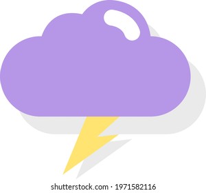 Nube de trueno por la noche, ilustración de icono, vector sobre fondo blanco