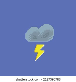 thunder cloud in pixel art style