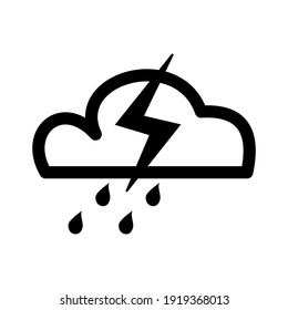Thunder cloud with rain icon isolated vector illustration. High quality black style vector icons