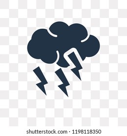 Thunder Cloud vector icon isolated on transparent background, Thunder Cloud transparency concept can be used web and mobile