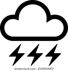 Thunder From Cloud Vector illustration icon black