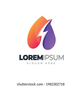 Thunder colorful logo. Gradient logos of flash drop