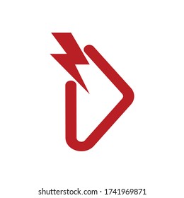 Logo rojo Thunder D e icono vector