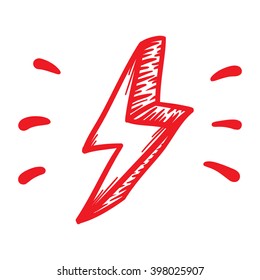 Thunder, danger vector hand drawn illustration. Icon on transparent background.