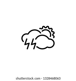 thunder in the day icon, outline black style