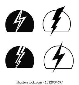 Thunder disaster silhouette logo design. electricity power energy. Sign and symbol illustration. Eps 8 compatible. no gradient. no transparency - Vector