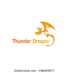 thunder dragon logo flat style, template and fantasy animal design