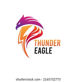 Thunder and Eagle Silhouette Combination, Modern Logo Design