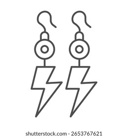 Thunder Earring ícone de linha fina, vetor, pixel perfect, arquivo ilustrador 