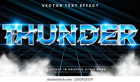 Thunder editable text effect Template with electric Blue text style theme