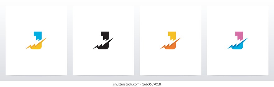 Thunder Electric On Letter Logo Design J