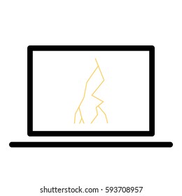 Thunder Energy icon - Flat design, glyph style icon - Colored enclosed in a computer