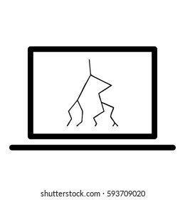 Thunder Energy icon - Flat design, glyph style icon - Colored enclosed in a computer