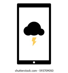 Thunder Energy icon - Flat design, glyph style icon - Colored enclosed in a phone