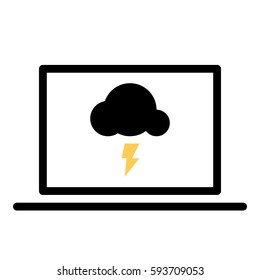 Thunder Energy icon - Flat design, glyph style icon - Colored enclosed in a computer