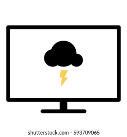 Thunder Energy icon- Flat design, glyph style icon - Colored enclosed in a screen
