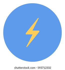 Thunder Energy icon - Flat design, glyph style icon - Yellow enclosed in a circle