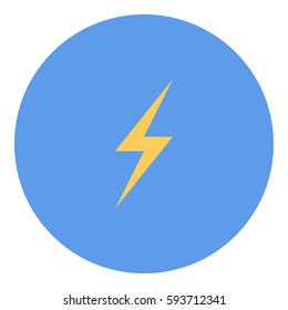 Thunder Energy icon - Flat design, glyph style icon - Yellow enclosed in a circle
