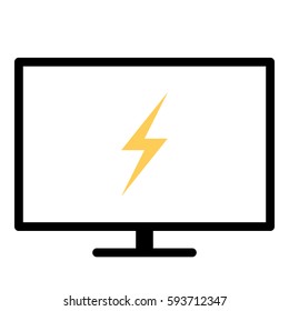 Thunder Energy icon- Flat design, glyph style icon - Colored enclosed in a screen
