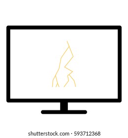 Thunder Energy icon- Flat design, glyph style icon - Colored enclosed in a screen