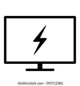 Thunder Energy icon- Flat design, glyph style icon - Colored enclosed in a screen