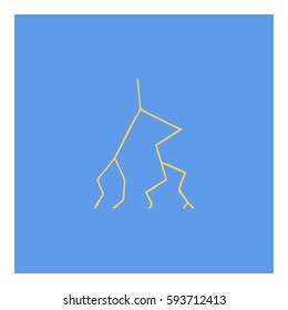 Thunder Energy icon - Flat design, glyph style icon - Yellow enclosed in a square