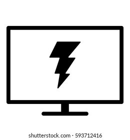 Thunder Energy icon- Flat design, glyph style icon - Colored enclosed in a screen