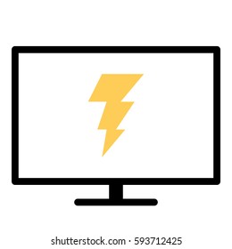 Thunder Energy icon- Flat design, glyph style icon - Colored enclosed in a screen