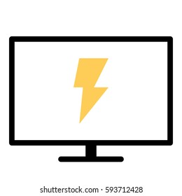 Thunder Energy icon- Flat design, glyph style icon - Colored enclosed in a screen