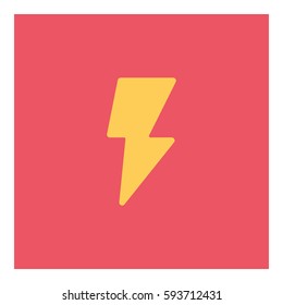 Thunder Energy icon - Flat design, glyph style icon - Yellow enclosed in a square