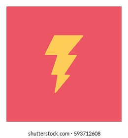 Thunder Energy icon - Flat design, glyph style icon - Yellow enclosed in a square
