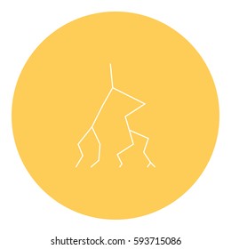 Thunder Energy icon - Flat design, glyph style icon - White enclosed in a circle