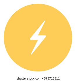 Thunder Energy icon - Flat design, glyph style icon - White enclosed in a circle