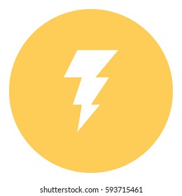 Thunder Energy icon - Flat design, glyph style icon - White enclosed in a circle