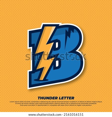 Thunder esport with initial letter B logo illustration, thunder catcher, lighting esport logo