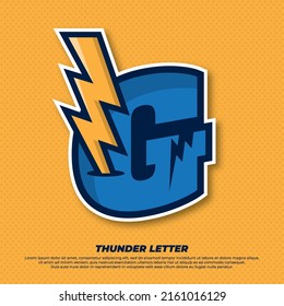Thunder esport with initial letter G logo illustration, thunder catcher, lighting esport logo
