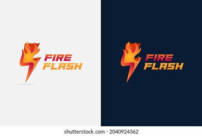 Brillo relámpago de trueno combinado con el diseño del logotipo del incendio.