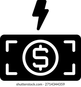 Vector de ilustración de icono de glifo de trueno