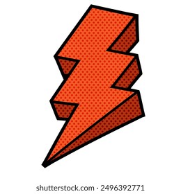 thunder halftone hand drawn color vector illustration