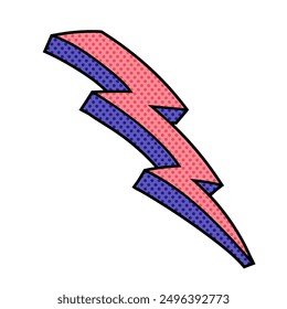 thunder halftone hand drawn color vector illustration
